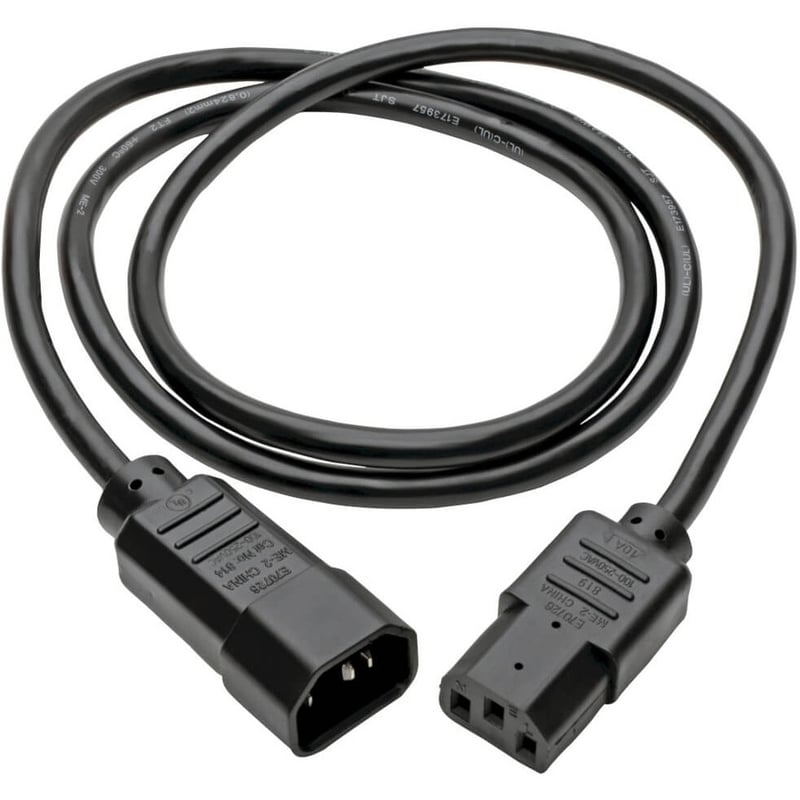 Eaton Tripp Lite Series PDU Power Cord, C13 to C14 - 10A, 250V, 18 AWG, 3 ft. (0.91 m), Black - Thumbnail 3