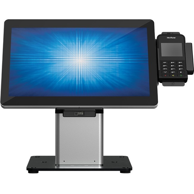 Elo Slim Desk Mount for Touchscreen Monitor, Cradle, Bar Code Reader, Fingerprint Reader, Webcam - Black, Silver - Thumbnail 1