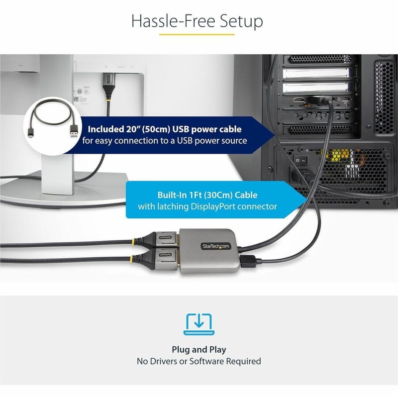 StarTech.com Dual-Monitor DisplayPort 1.4 Splitter, DisplayPort to 2x DP Multi-Monitor Adapter, Dual 5K 60Hz Computer MST Hub, Windows - Thumbnail 5