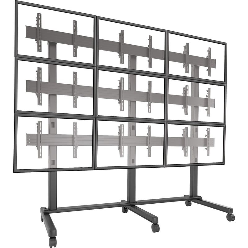 Chief Fusion Large 3x3 Freestanding Video Wall Mobile TV Cart - For 42-50 Inch Displays - TAA Complaint - Black - Thumbnail 4