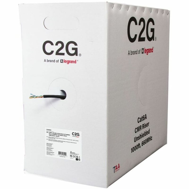 C2G BULK CAT6A UTP CMR TAA BLK C2G 1000FT CAT6A ETHERNET CABLE CMR - Thumbnail 4