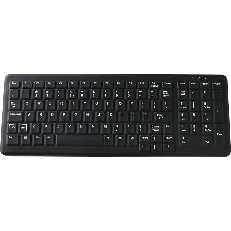 CLEANABLE SEALED BLACK KEYBOARD; 103 KEY W/ WHITE BACKLIGHTING. WITHSTANDS HOSPI - Thumbnail 2