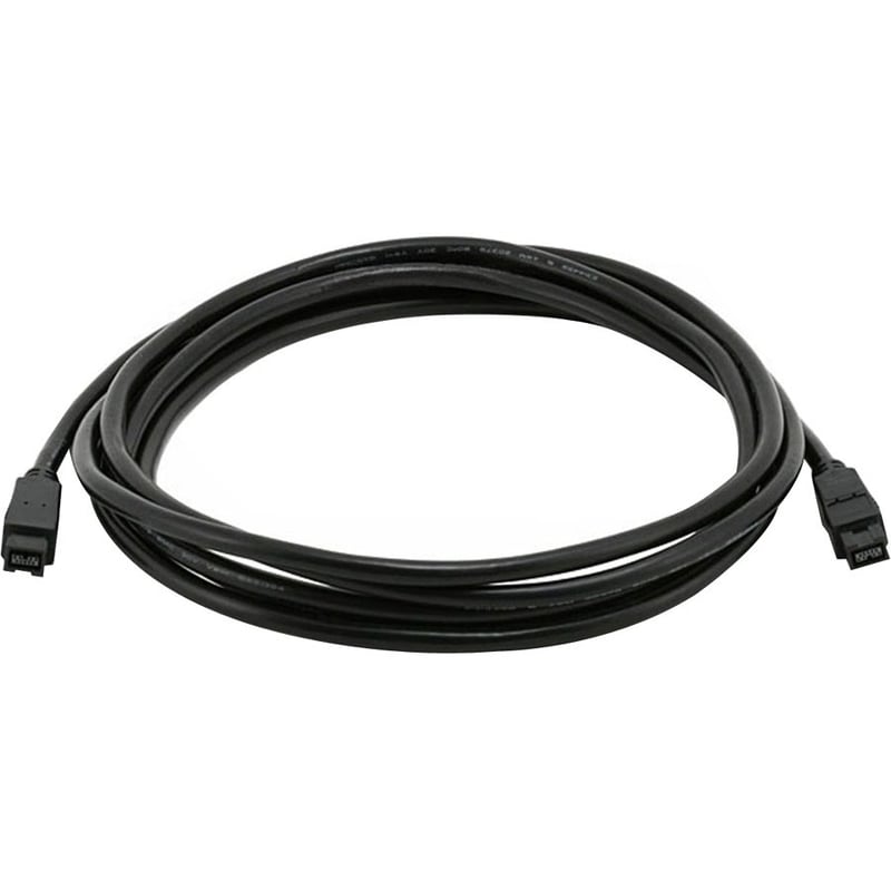 Monoprice 9-pin/ 9-pin BETA FireWire 800 - FireWire 800 Cable, 10FT, Black - Thumbnail 1