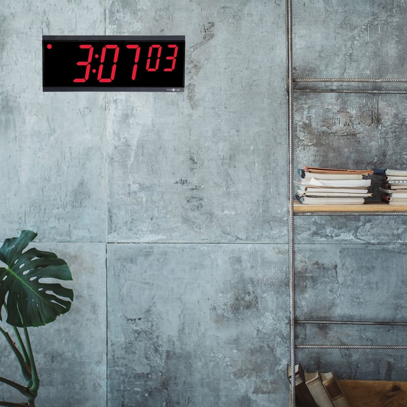 Pyramid 4in x 6 Digit Red LED Digital Wall Clock - Thumbnail 2