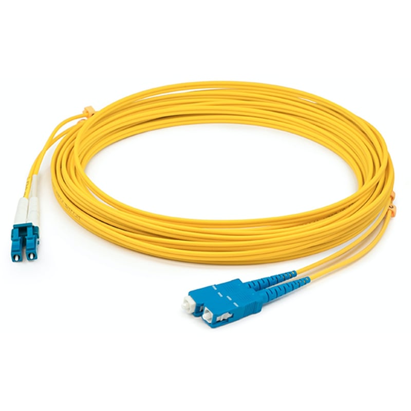 AddOn 48m SC to LC Yellow OS2 Duplex OFNR (Riser-Rated) SMF Fiber Patch Cable