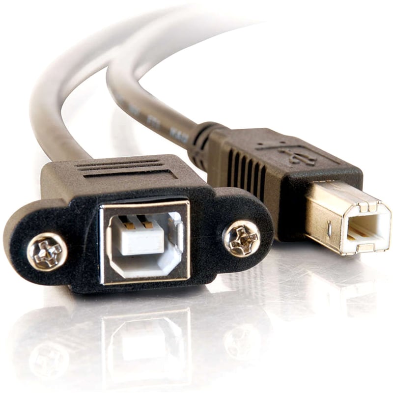C2G 3ft Panel-Mount USB 2.0 B Female to B Male Cable - Thumbnail 3