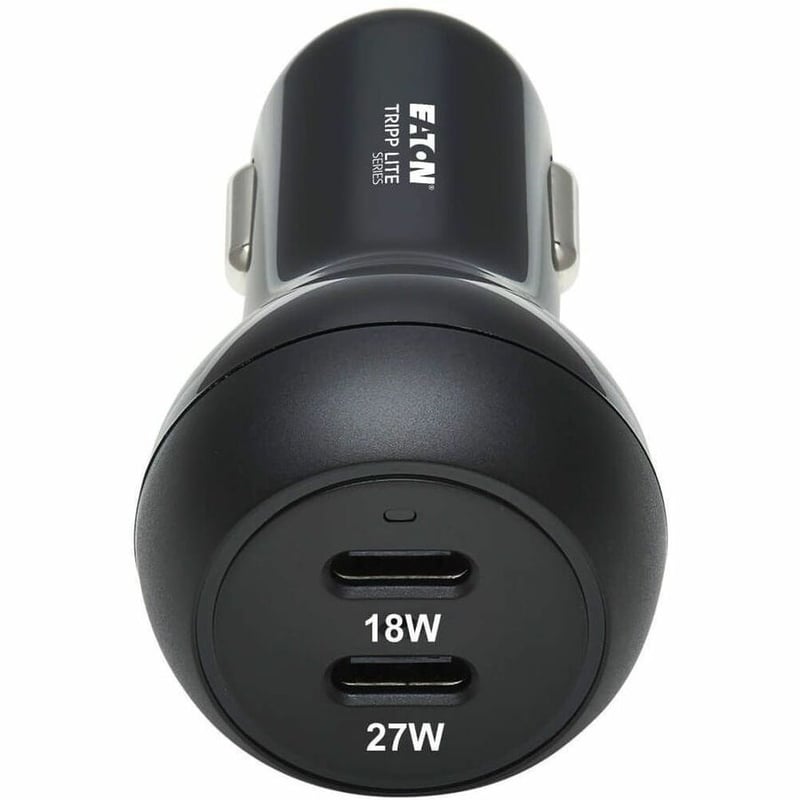 Tripp Lite by Eaton Dual-Port USB-C Car Charger with 45W PD Charging - USB-C (27W) USB-C (18W) Black - Thumbnail 4