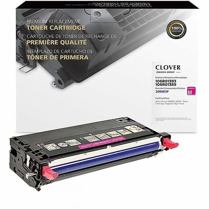 Clover Imaging Remanufactured High Yield Magenta Toner Cartridge for Xerox 106R01393/106R01389 - Thumbnail 1