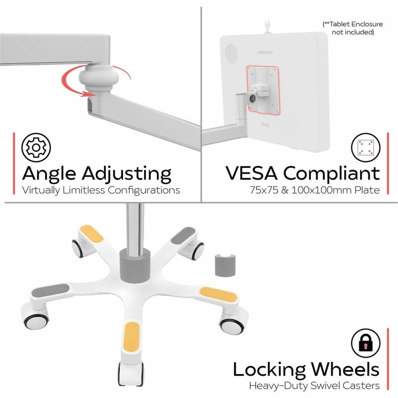 CTA Digital Medical VESA Compatible Articulating Arm Rolling Floor Stand - Thumbnail 3