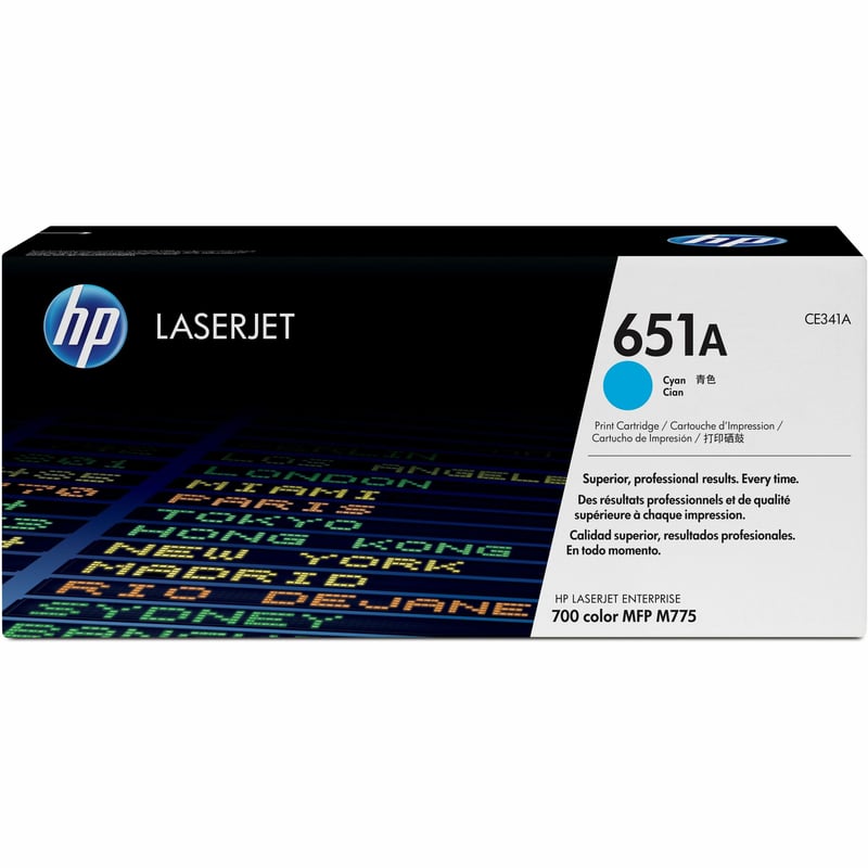 HP 651A (CE341A) Original Laser Toner Cartridge - Single Pack - Cyan - 1 Each - Thumbnail 1