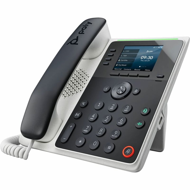 Poly Edge E220 IP Phone - Corded - Corded - Bluetooth - Desktop, Wall Mountable - Black - Thumbnail 3