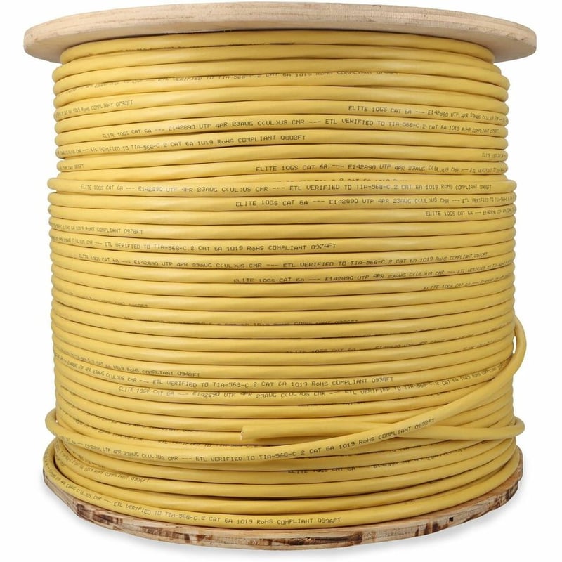 AddOn 1000ft Non-Terminated Yellow CAT 6A PVC Bulk Cable - Thumbnail 2