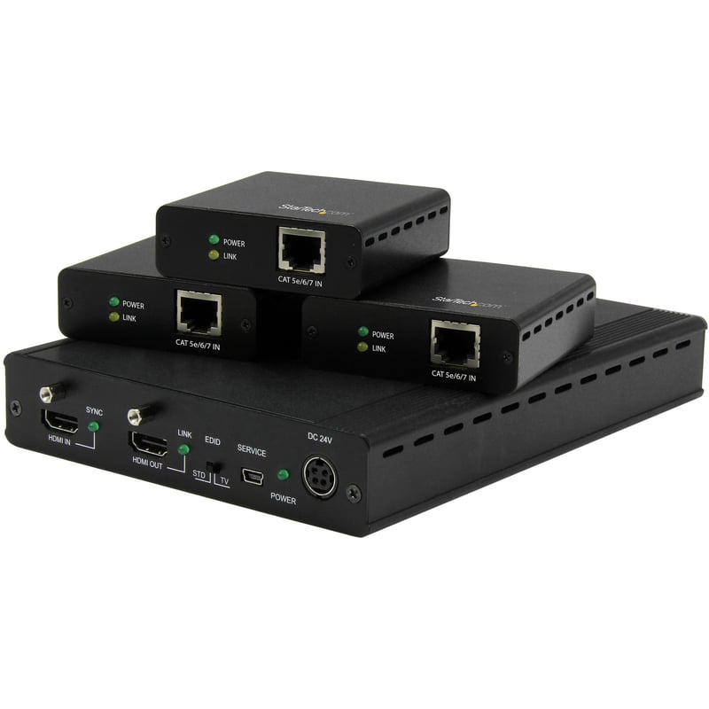 StarTech.com 3 Port HDBaseT Extender Kit with 3 Receivers - 1x3 HDMI over CAT5e/CAT6 Splitter - 1-to-3 HDBaseT Distribution System - Up to 4K - Thumbnail 1