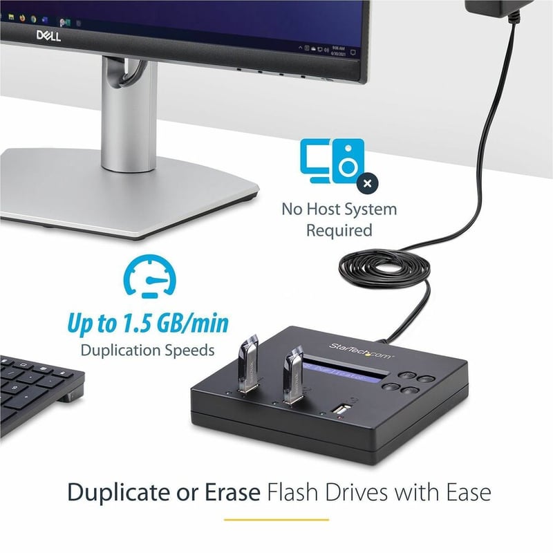 StarTech.com Standalone 1 to 2 USB Thumb Drive Duplicator/Eraser, Multiple USB Flash Drive Copier/Cloner, Sector-by-Sector Copy, Sanitizer - Thumbnail 2