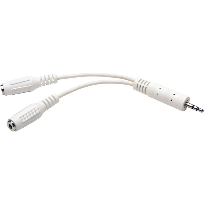 Eaton Tripp Lite Series 3.5mm Mini Stereo Cable adapter Y Splitter for Speakers and Headphones (M to 2x F) White, 6-in. (15.24 cm) - Thumbnail 1