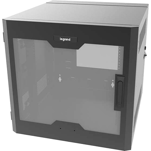 Legrand 18RU Swing-Out Wall-Mount Cabinet with Plexiglass Door-Black-TAA - Thumbnail 1