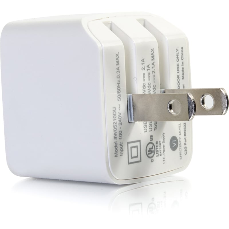 C2G 2-Port USB Wall Charger - AC to USB Adapter - 5V 2.1A Output - Thumbnail 3