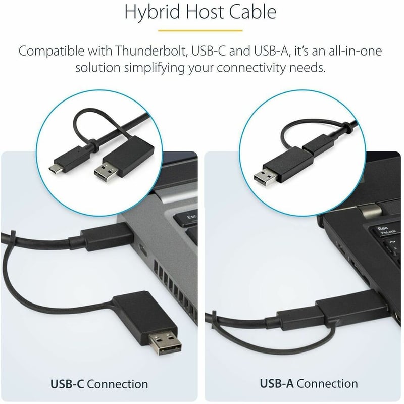 StarTech.com USB-C & USB-A Dock - Hybrid Universal Laptop Docking Station w/ 100W Power Delivery - Dual Monitor 4K 60Hz HDMI & DisplayPort - Thumbnail 5