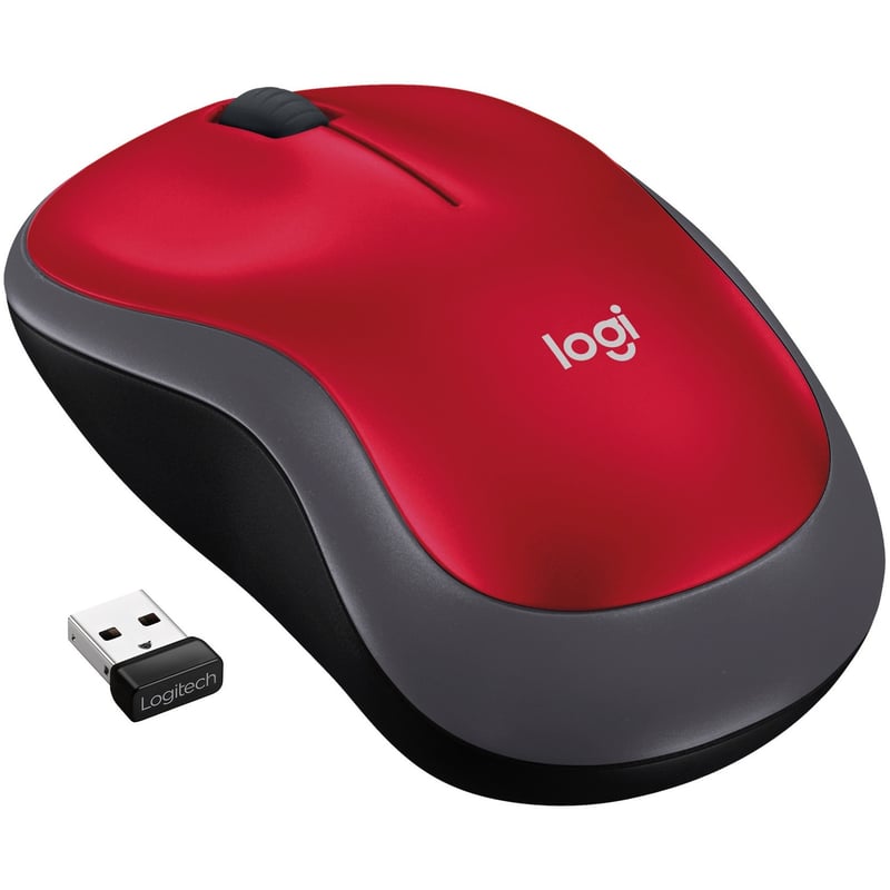 Logitech M185 Wireless Mouse, 2.4GHz with USB Mini Receiver, 12-Month Battery Life, 1000 DPI Optical Tracking, Ambidextrous, Compatible with PC, Mac, Laptop (Red) - Thumbnail 1