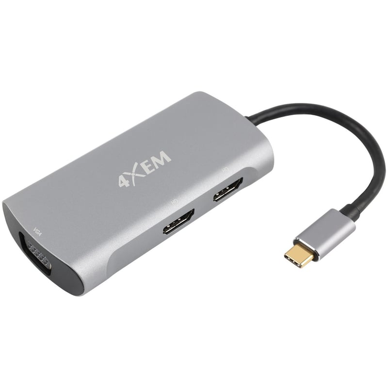 4XEM's 3-Port USB-C to HDMI and VGA Dual 4K Multi-Monitor Hub - Thumbnail 1