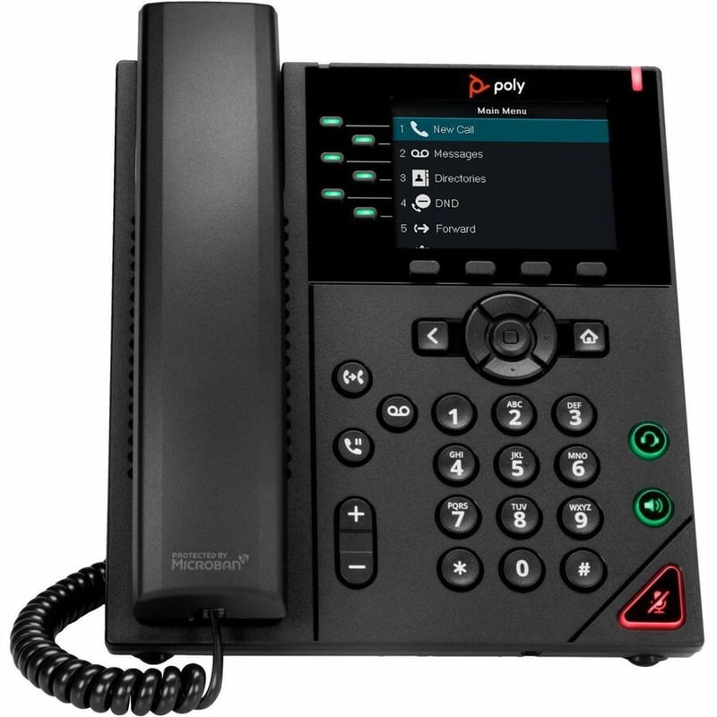 Poly VVX 350 IP Phone - Corded - Corded - Desktop, Wall Mountable - Black - Thumbnail 2