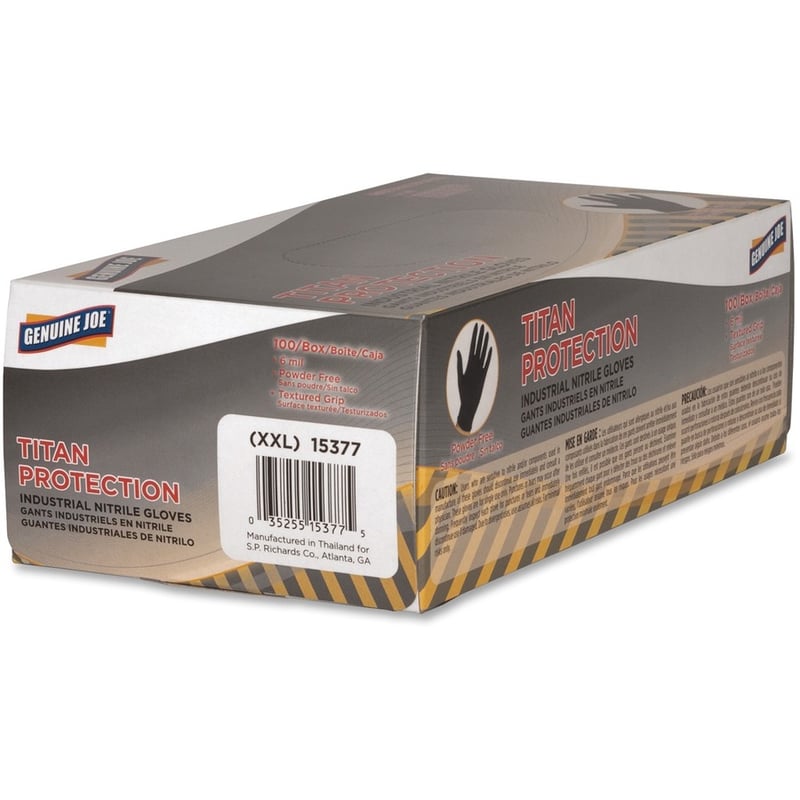 Genuine Joe Pwdr Free 6 mil Industl Nitrile Gloves - Thumbnail 3