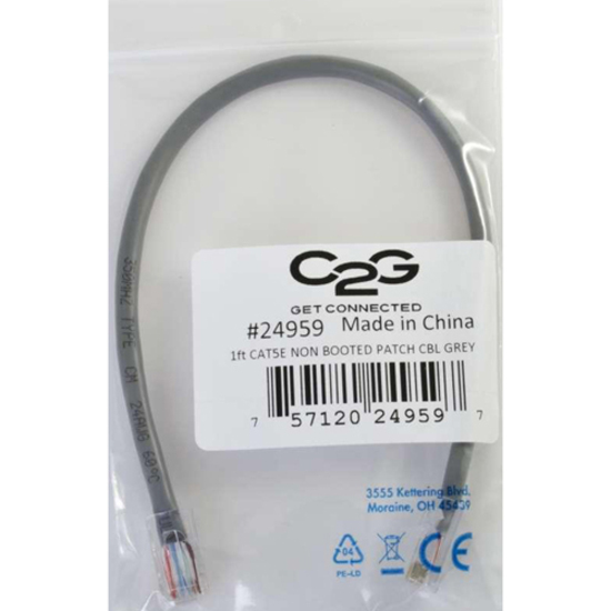 C2G-5ft Cat5e Non-Booted Unshielded (UTP) Network Patch Cable - Gray - Thumbnail 2