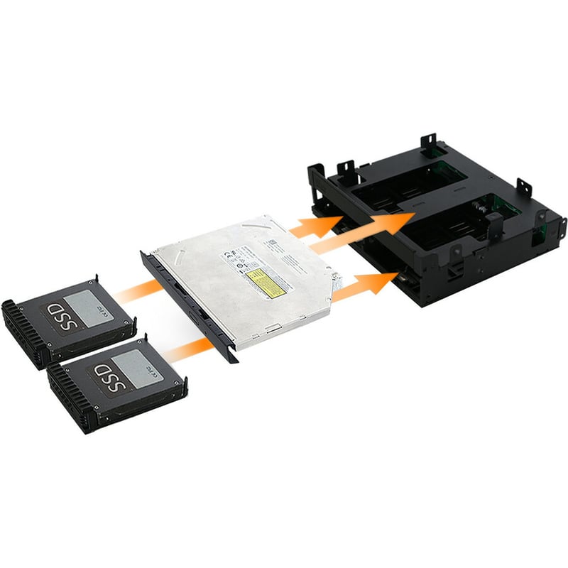 Icy Dock ExpressCage MB732SPO-B Drive Enclosure for 5.25" - Serial ATA/600 Host Interface Internal - Black - Thumbnail 4