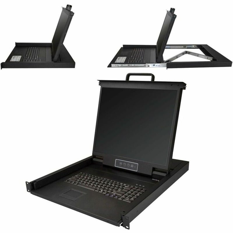 StarTech.com Rackmount KVM Console - 1U 19" LCD Monitor Single Port VGA KVM Server Rack Drawer includes Cables & Hardware - USB Support - Thumbnail 5