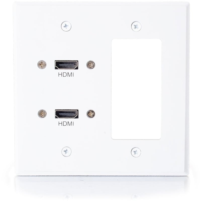 DOUBLE HDMI + DECORA WALL PLATE WHITE - Thumbnail 4