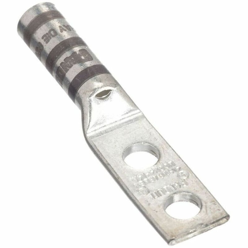 Panduit Comp Lug,Tin Plated Copper, 4 AWG, Flex, Two 1/2 inch Stud, PK6 - Thumbnail 1