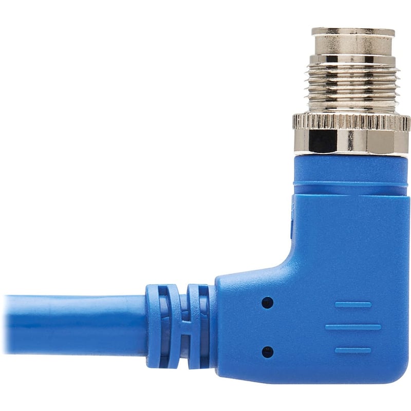 Eaton Tripp Lite Series M12 X-Code Cat6a 10G F/UTP CMR-LP Shielded Ethernet Cable (Right-Angle M/M), IP68, PoE, Blue, 1 m (3.3 ft.), TAA - Thumbnail 5