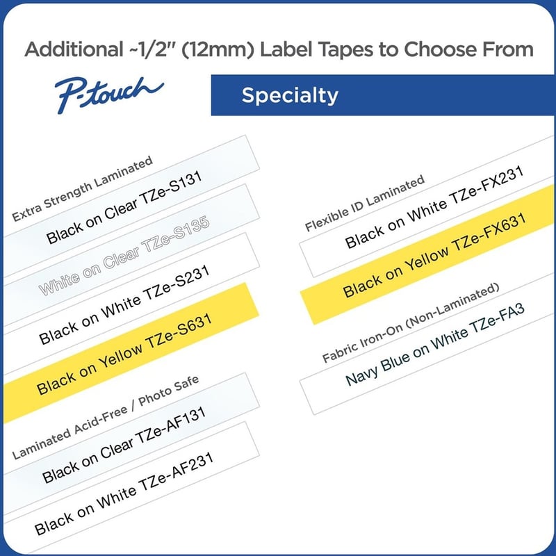 Brother TZe-531CS, 0.47" x 26.2', Black on Blue Laminated Label Tape - Thumbnail 5