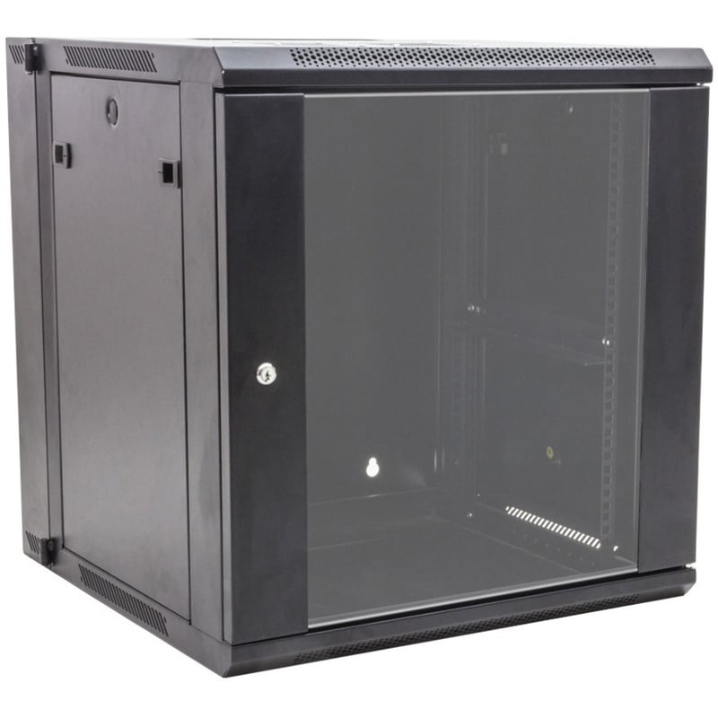 Rack Solutions 12U Swing Out Wall Mount Cabinet 600mm x 600mm (WxD) with Glass Door - Thumbnail 1