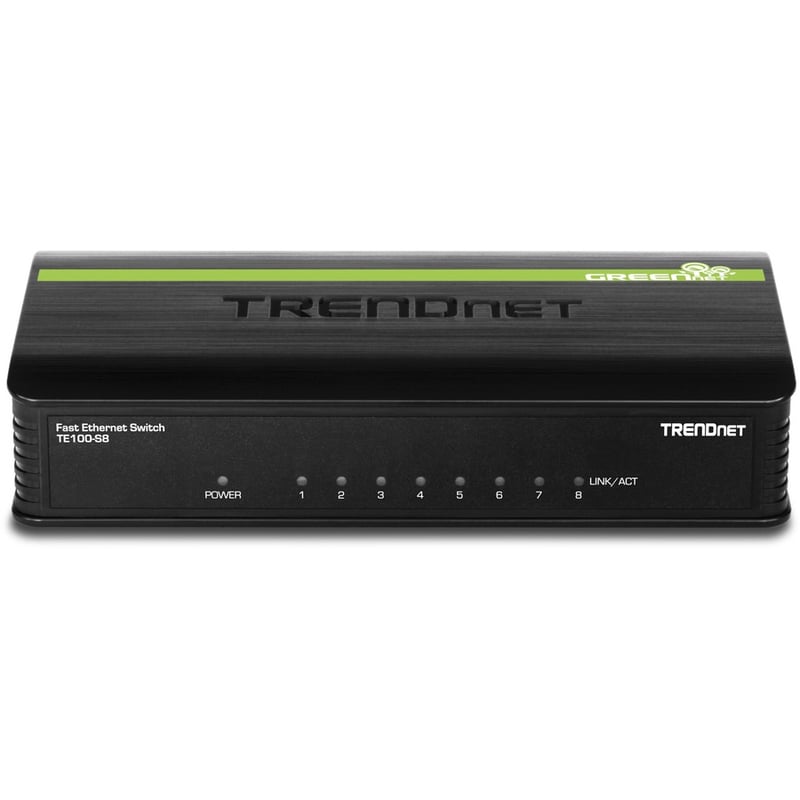 TRENDnet 8-Port Unmanaged 10/100 Mbps GREENnet Ethernet Desktop Switch; TE100-S8; 8 x 10/100 Mbps Ethernet Ports; 1.6 Gbps Switching Capacity; Plastic Housing; Network Ethernet Switch; Plug & Play - Thumbnail 4