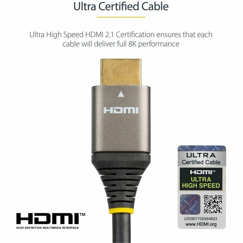 StarTech.com 16ft/5m HDMI 2.1 Cable, Certified Ultra High Speed HDMI Cable 48Gbps, 8K 60Hz/4K 120Hz HDR10+, 8K HDMI Cable, Monitor/Display - Thumbnail 5