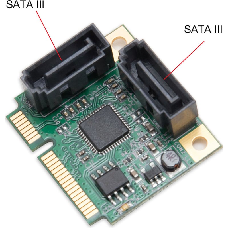 IO Crest Half Height 2 Port SATA III RAID Mini PCI-e 2.0 Card - Thumbnail 2