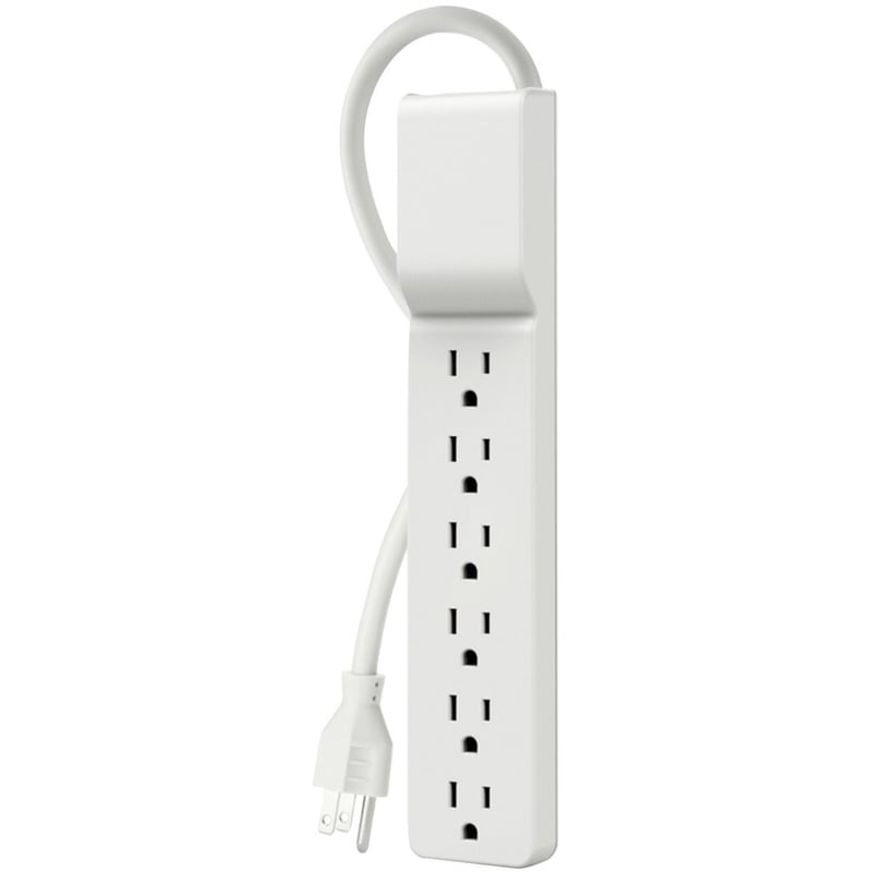 Belkin 6 Outlet Power Strip Surge Protector with 6ft Power Cord - 720 Joules - White - Thumbnail 3