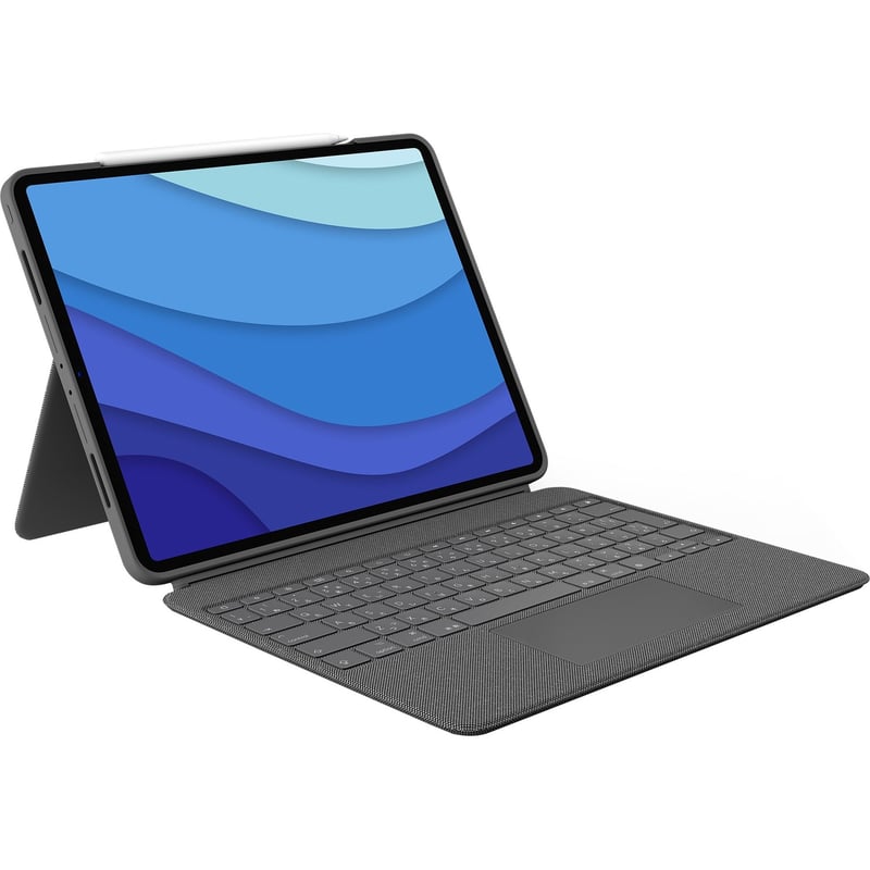Logitech Combo Touch Keyboard/Cover Case for 12.9" Apple, Logitech iPad Pro (5th Generation) Tablet - Oxford Gray - Thumbnail 1