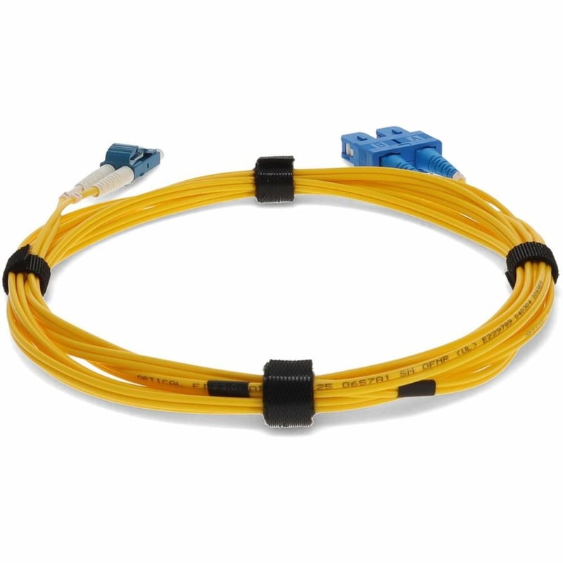 AddOn 0.5m LC to SC Yellow OS2 Duplex OFNR (Riser-Rated) SMF Fiber Patch Cable - Thumbnail 4