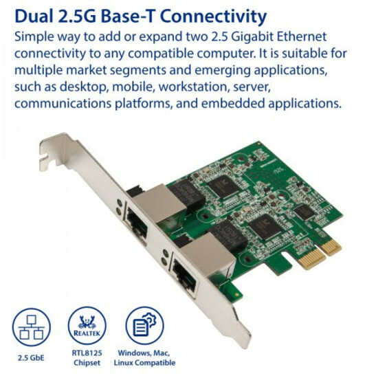 SYBA Dual 2.5 Gigabit Ethernet PCI-e x1 Network Card - Thumbnail 2