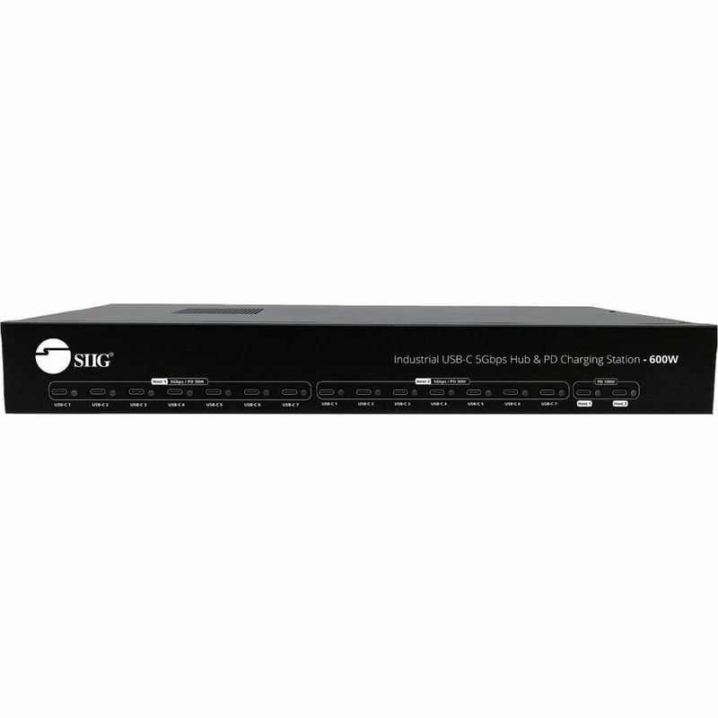 SIIG 16-port Industrial 600W USB-C PD Charging Station with 5Gbps USB Hub - Thumbnail 2