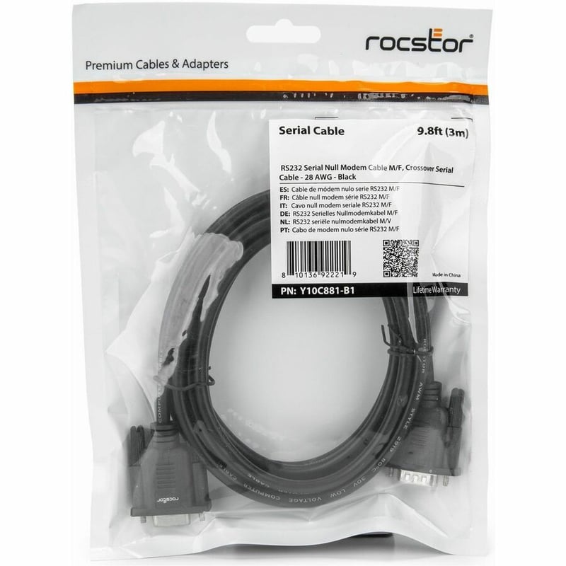 9.8FT RS232 SERIAL NULL MODEM CROSSOVER SERIAL CABLE -BLACK - M/F - Thumbnail 5