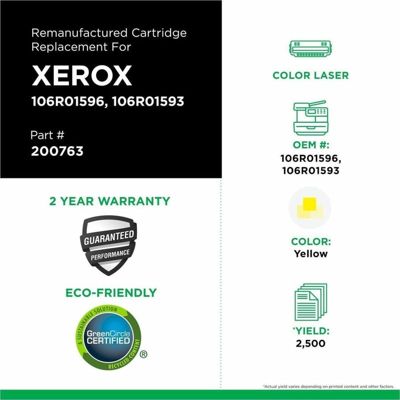 Clover Imaging Remanufactured High Yield Yellow Toner Cartridge for Xerox 106R01596/106R01593 - Thumbnail 3
