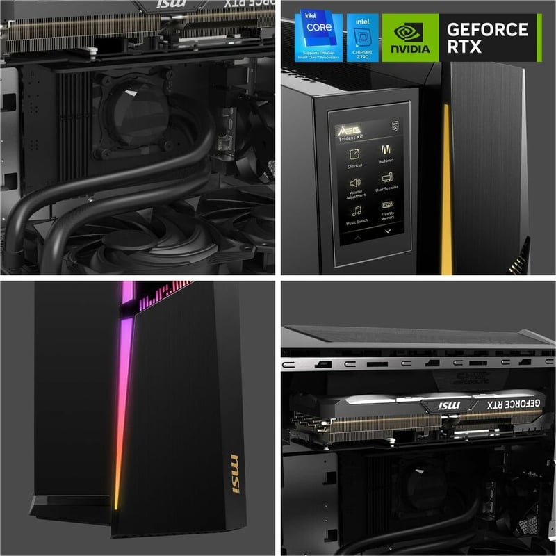 MSI MEG Trident X2 13th MPG Trident X2 13NUF-074US Gaming Desktop Computer - Intel Core i7 13th Gen i7-13700KF - 32 GB RAM DDR5 SDRAM - 1 TB HDD - 1 TB M.2 PCI Express NVMe SSD - Black - Thumbnail 3