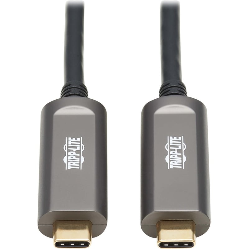 Tripp Lite by Eaton USB-C AOC Cable (M/M) - USB 3.2 Gen 2 (10 Gbps) Plenum-Rated Fiber Active Optical Cable - Data Only Black 30 m (98 ft.) - Thumbnail 2
