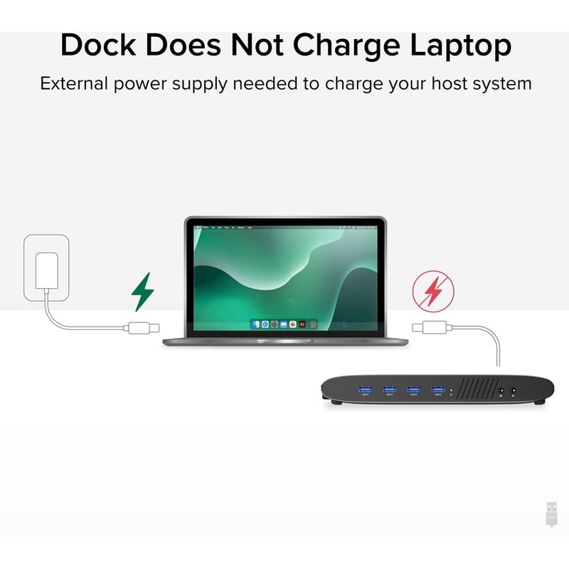 Plugable USB 3.0 Dual 4K Display Horizontal Docking Station with DisplayPort and HDMI for Windows and Mac - Thumbnail 5