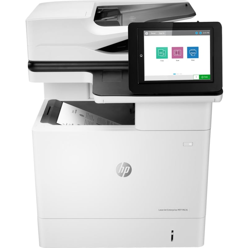 HP LaserJet M636fh Laser Multifunction Printer-Monochrome-Copier/Fax/Scanner-75 ppm Mono Print-1200x1200 Print-Automatic Duplex Print-300000 Pages Monthly-650 sheets Input-Color Scanner-600 Optical Scan-Monochrome Fax-Gigabit Ethe - Thumbnail 1
