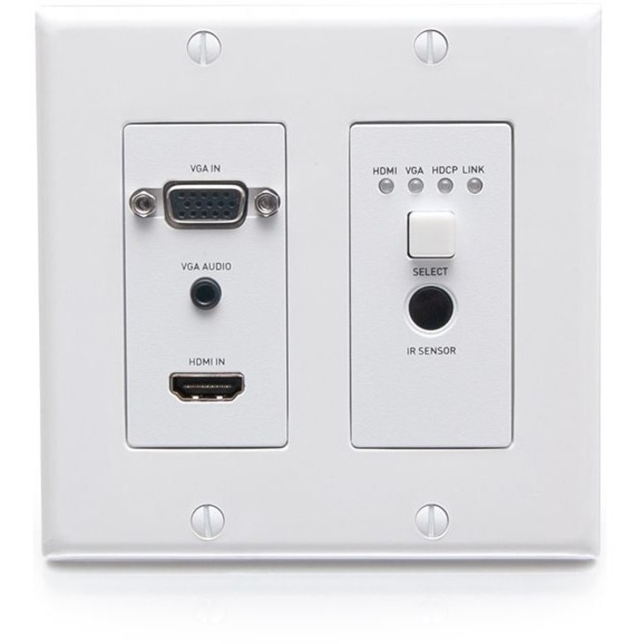 C2G HDBaseT HDMI Extender + VGA, 3.5mm, RS232 and IR over Cat - Dual Gang HDMI Wall Plate Transmitter - 4K 60Hz - Thumbnail 3