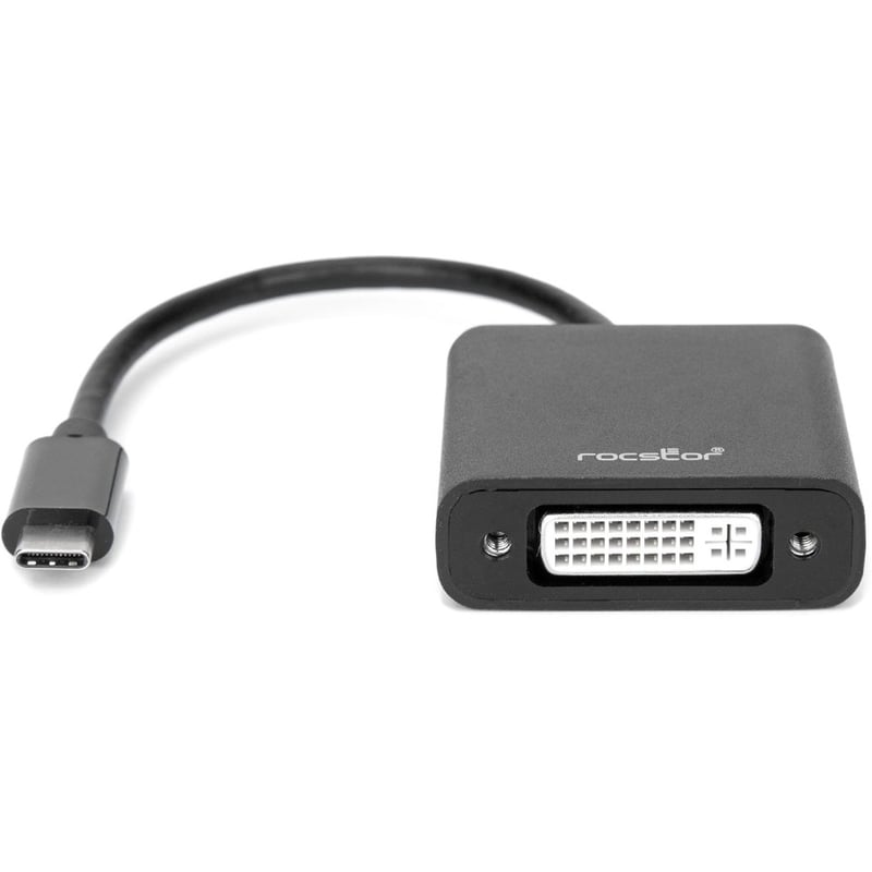 Rocstor Premium USB-C to DVI Adapter M/F- 6" - USB Type-C to DVI Converter adapter for MacBook, Macbook Pro, ChromeBook or any other USB Type C devices connecting to Displayport. Use for Monitor, Projector, and - Thumbnail 3